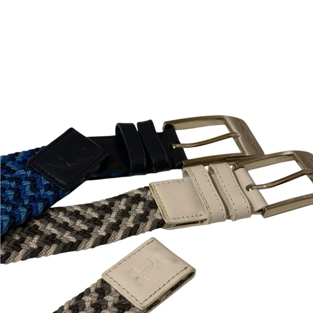 Men's Blue and Black Woven Belt